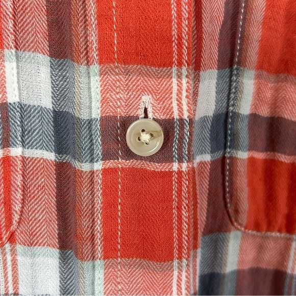 Madewell Skylar Plaid Flannel Shirt | Coral Blue | XS | Lightweight Button Down - Picture 8 of 9